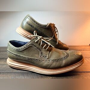 Cole Haan Olive Green Leather Dress Shoes Men's Oxfords Size 9